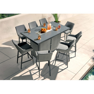 Outdoor Fabric 8 Seat Bar Set with Fire Pit Table – Sunbrella